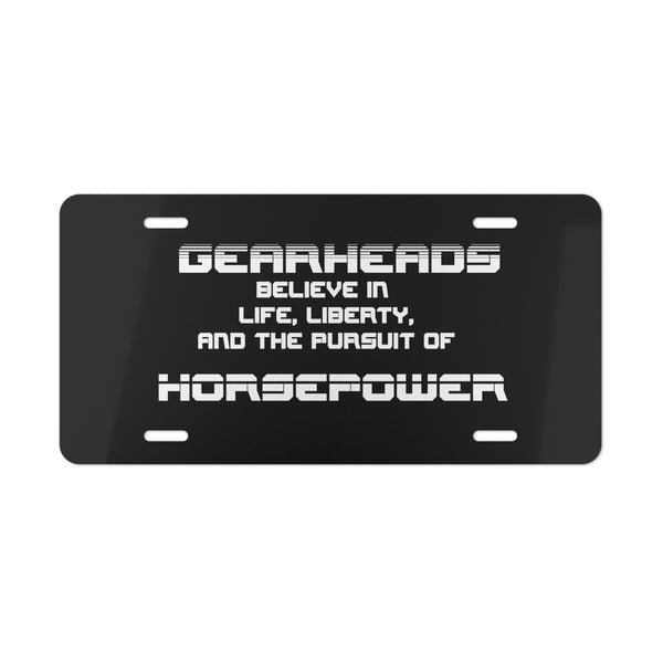 Gearheads pursue horsepower custom front license plate