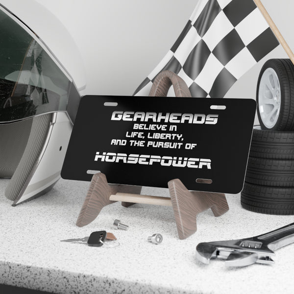 Gearheads pursue horsepower custom front license plate