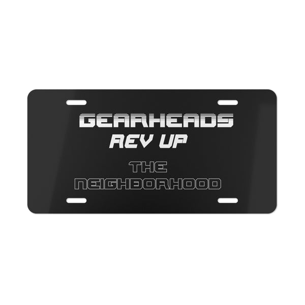 Gearheads rev up custom front license plate