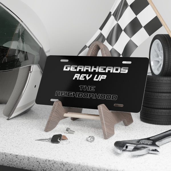 Gearheads rev up custom front license plate