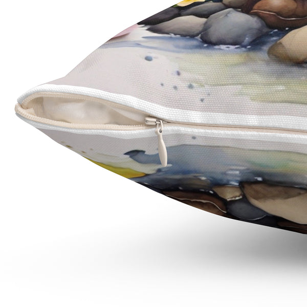 Gnome Throw Pillow with Insert side zipper view