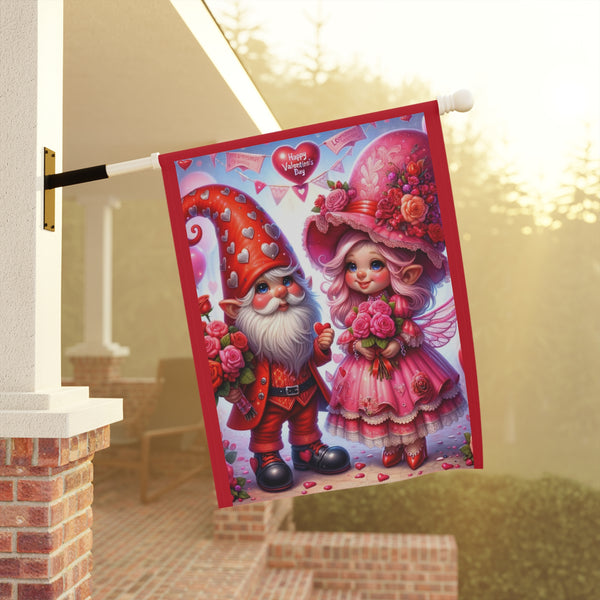 Gifts for Gardeners Valentine's Day Gnome Garden Flag & House Banner