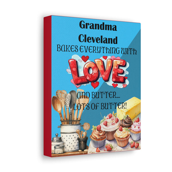 Gifts for Grandma Personalized Baked with Love  Canvas Kitchen Sign