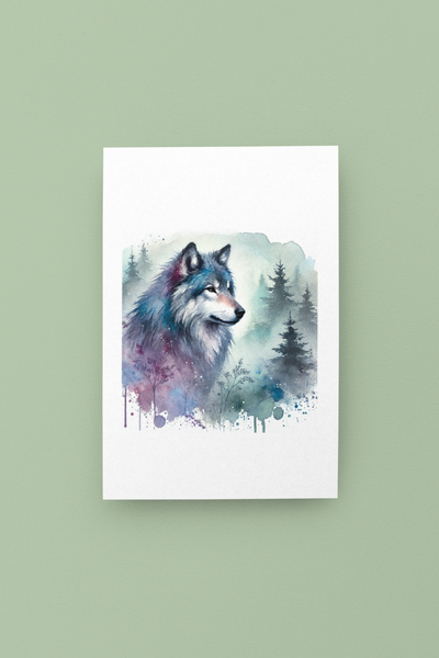 handmade wolf notecard