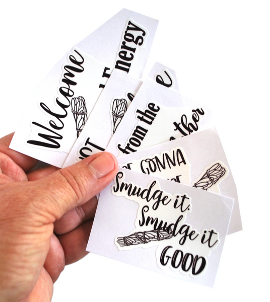 Handmade sticker set with sage smudge sticks