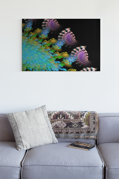 Purple Blue Green Fractal Art Canvas Print 10x8 Vibrant Design Modern