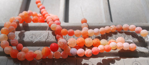 Orange Etched Cracked Dragon Vein Loose Beads Jewelry Supplies 10MM/8MM, Vein Agate Stone Beads, Orange Agate Beads, Cracked Agate Beads
