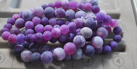 Purple Etched Cracked Dragon Vein Loose Beads Jewelry Supplies 10MM/8MM, Vein Agate Stone Beads, Purple Agate Beads, Cracked Agate Beads