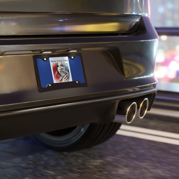 Mind your own damn business license plate with cat lady