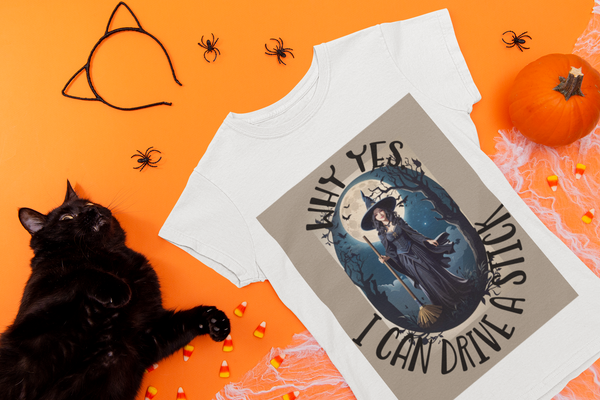 Why Yes, I Can Drive a Stick Witch Halloween Unisex Ultra Cotton Tee