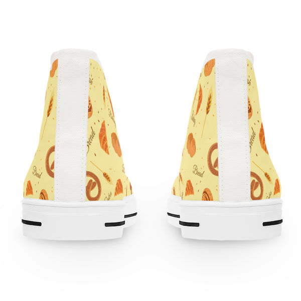Sneakers with a pizza pattern on a white background