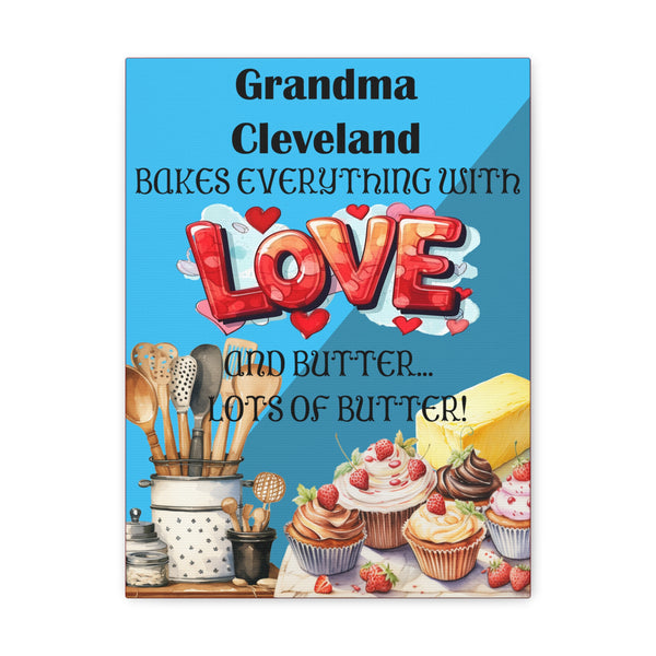 Gifts for Grandma Personalized Baked with Love  Canvas Kitchen Sign