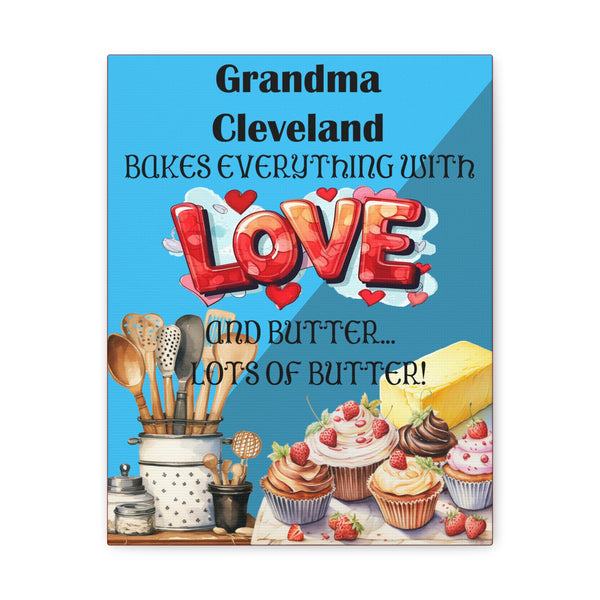 Gifts for Grandma Personalized Baked with Love  Canvas Kitchen Sign