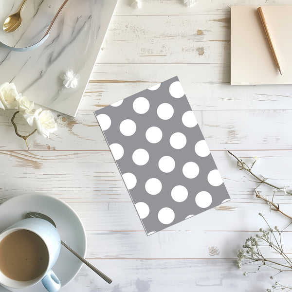 6 Handmade Notecards 4x6 with Envelopes Blank Folded Grey Polka Dots