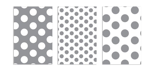 6 Handmade Notecards 4x6 with Envelopes Blank Folded Grey Polka Dots