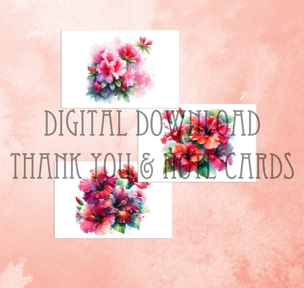 12 Printable Greeting Cards Digital Thank You Notes