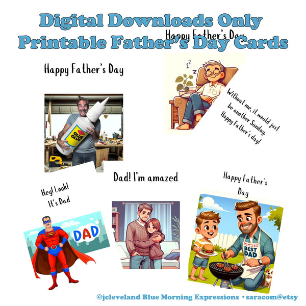 10 Printable Father's Day Cards, 5x7, Printable Greeting Cards, Funny Father's Day Cards, Grandpa Cards, Printable Dad Day Cards, Dad's Day