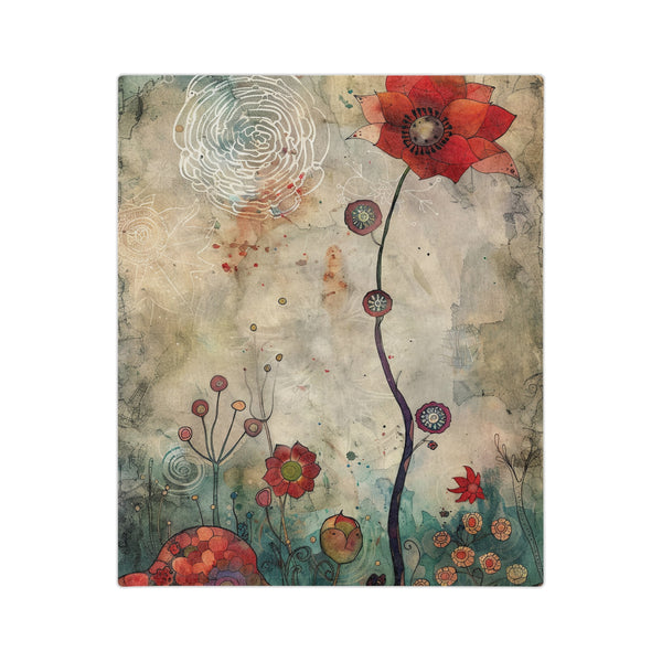 Velveteen Microfiber Blanket, Decorative Throw Blanket for Couch Plush Red Poppy