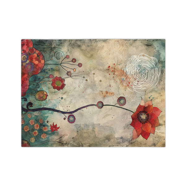 Velveteen Microfiber Blanket, Decorative Throw Blanket for Couch Plush Red Poppy