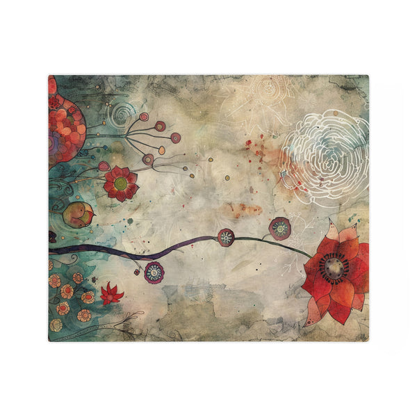 Velveteen Microfiber Blanket, Decorative Throw Blanket for Couch Plush Red Poppy