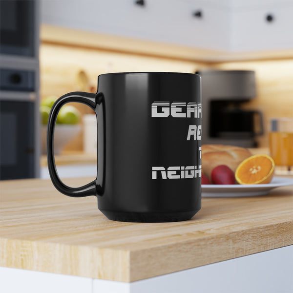 Gift for Gearheads Rev Up Neighborhood 15oz Black Hot  Rod Coffee Mug for Guys