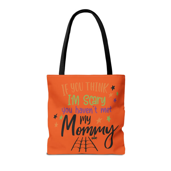 Scary Mommy Halloween Trick or Treat Bag on white background