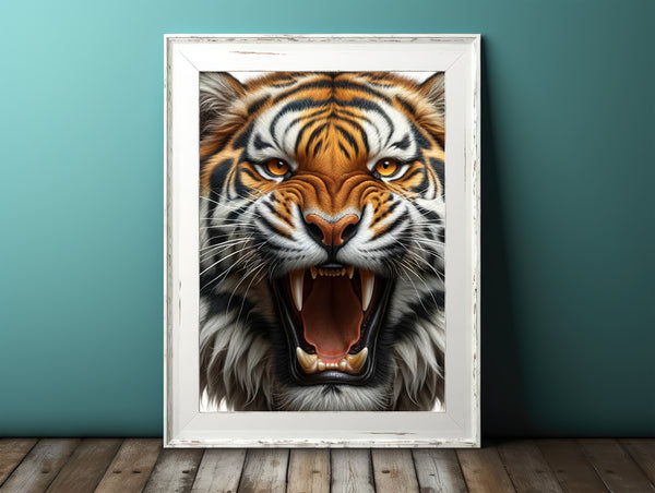 Wall Art Prints Unframed
8x10 Snarling Tiger Wall Art – Fierce Close-Up with Bared Teeth & Squinting Eyes, Matte Print, Ready to Hang, Shipped Flat