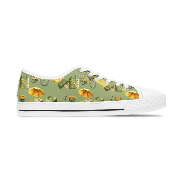 Sneaker with a floral pattern on a white background