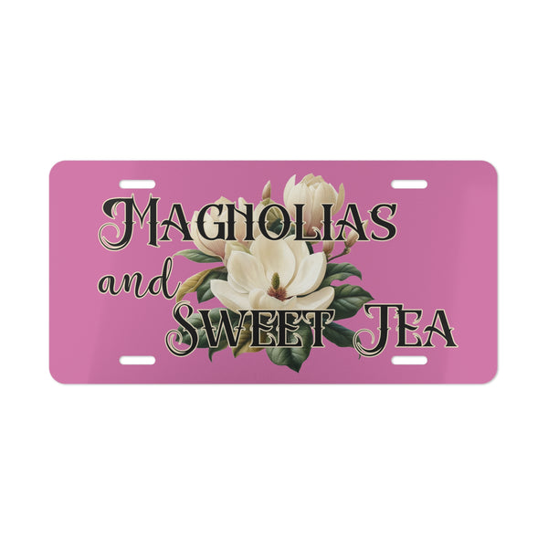 Custom Front License Plate, Floral Vanity Plate, Custom Car Decor, Sweet Tea License Plate, Magnolia Art, Gift for Her, Southern Home Decor