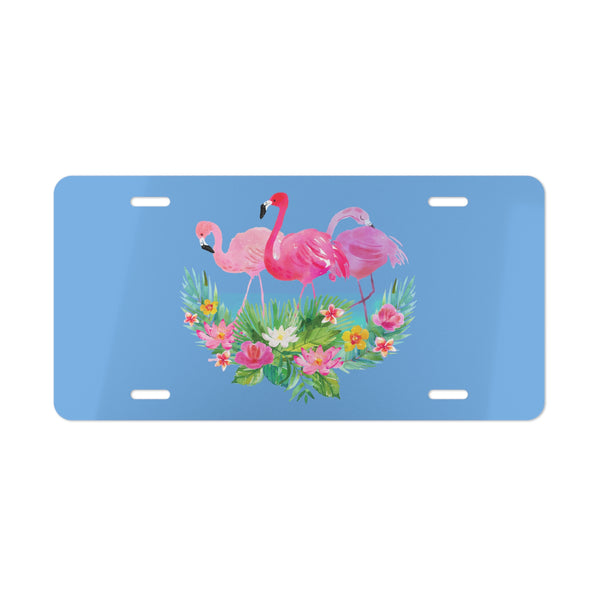 Pink flamingos front license plate