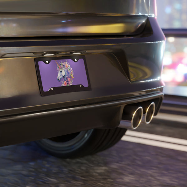 Purple unicorn custom front license plate