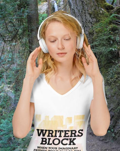 Writer's Block Unisex Jersey Short Sleeve V-Neck Tee for Authors