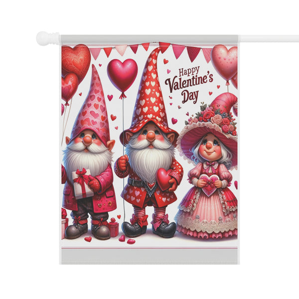 Gifts for Gardeners Valentine's Day Gnome Garden Flag & House Banner 2 Sizes Pole Not Included