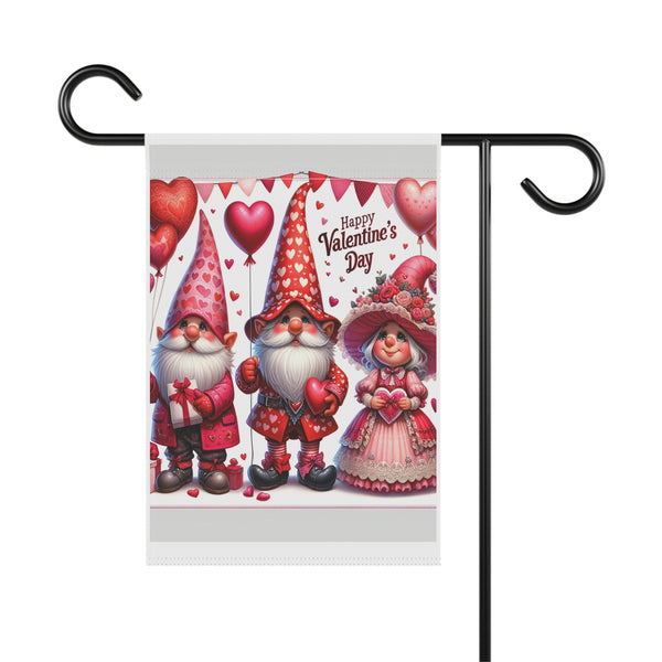 Gifts for Gardeners Valentine's Day Gnome Garden Flag & House Banner 2 Sizes Pole Not Included