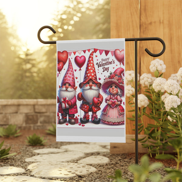 Gifts for Gardeners Valentine's Day Gnome Garden Flag & House Banner 2 Sizes Pole Not Included