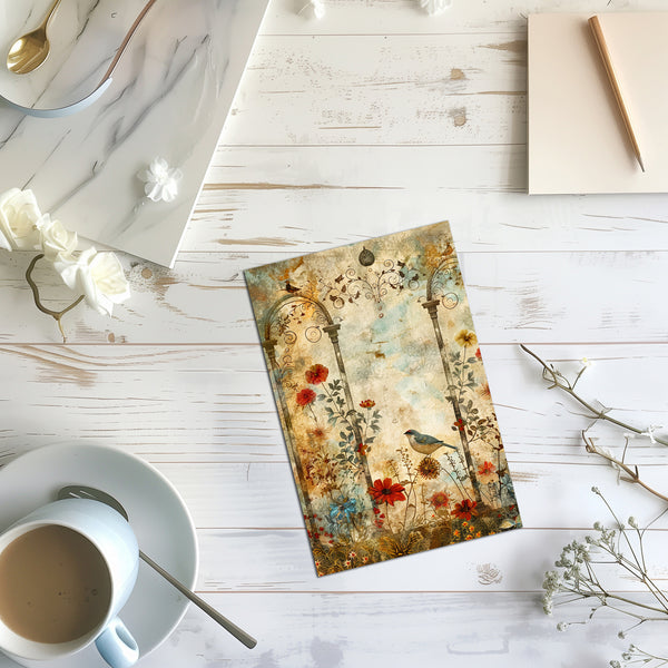 6 Handmade Victorian Gardens – Blank Inside – Folded 4x6 Every Occasion Cards with White Envelopes