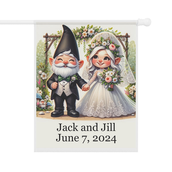 Gift for Gardeners, Personalized Gnome Wedding, Housewarming Gift, Garden Flag, Porch Flag, Yard Art