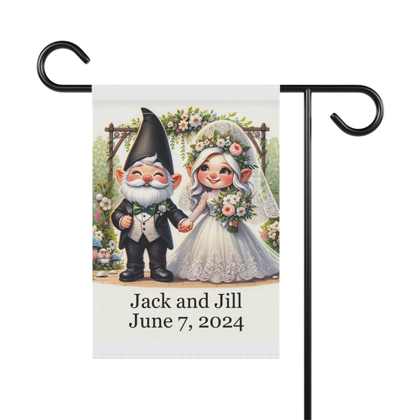 Gift for Gardeners, Personalized Gnome Wedding, Housewarming Gift, Garden Flag, Porch Flag, Yard Art