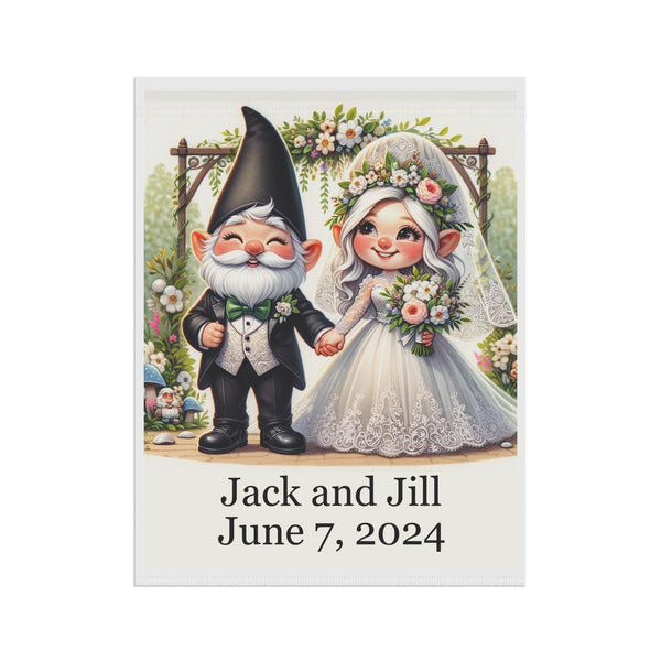 Gift for Gardeners, Personalized Gnome Wedding, Housewarming Gift, Garden Flag, Porch Flag, Yard Art