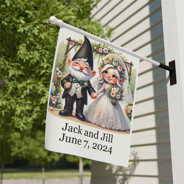 Gift for Gardeners, Personalized Gnome Wedding, Housewarming Gift, Garden Flag, Porch Flag, Yard Art