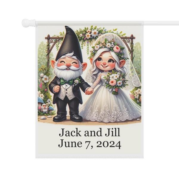 Gift for Gardeners, Personalized Gnome Wedding, Housewarming Gift, Garden Flag, Porch Flag, Yard Art