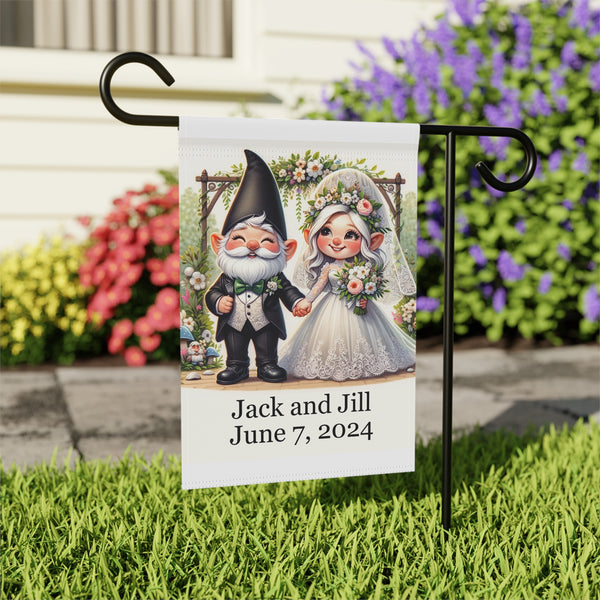 Gift for Gardeners, Personalized Gnome Wedding, Housewarming Gift, Garden Flag, Porch Flag, Yard Art