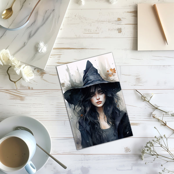 8 Handmade Witches – Blank Inside – Folded 4x6 Every Occasion Cards with White Envelopes