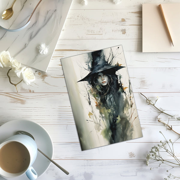 8 Handmade Witches – Blank Inside – Folded 4x6 Every Occasion Cards with White Envelopes