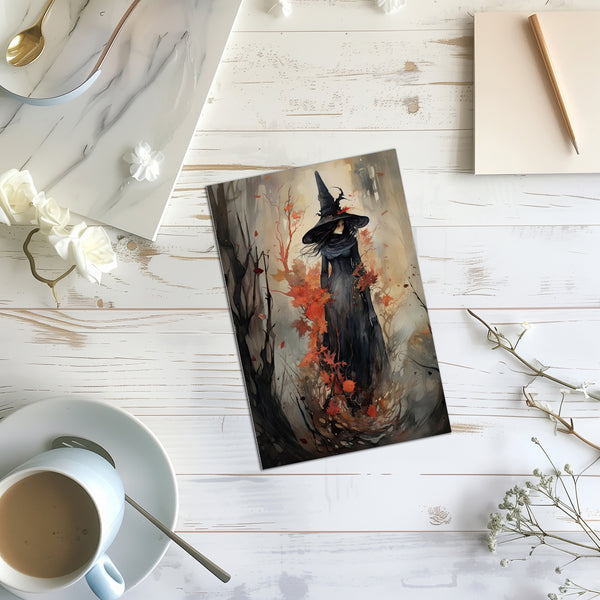 8 Handmade Witches – Blank Inside – Folded 4x6 Every Occasion Cards with White Envelopes
