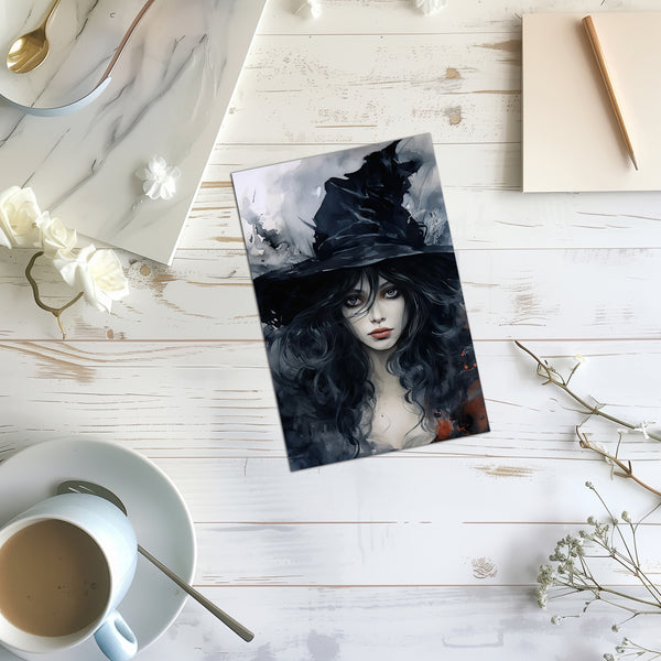 8 Handmade Witches – Blank Inside – Folded 4x6 Every Occasion Cards with White Envelopes