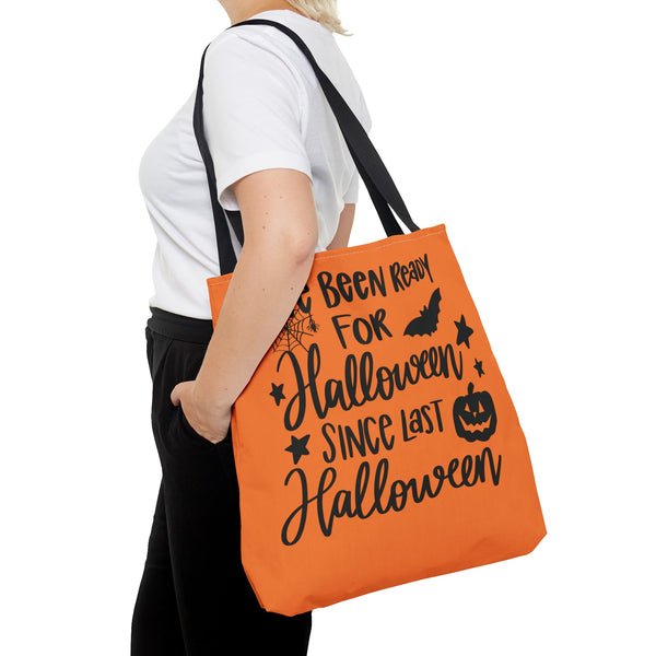 Ready for Halloween Trick or Treat Bag over the shoulder of a woman