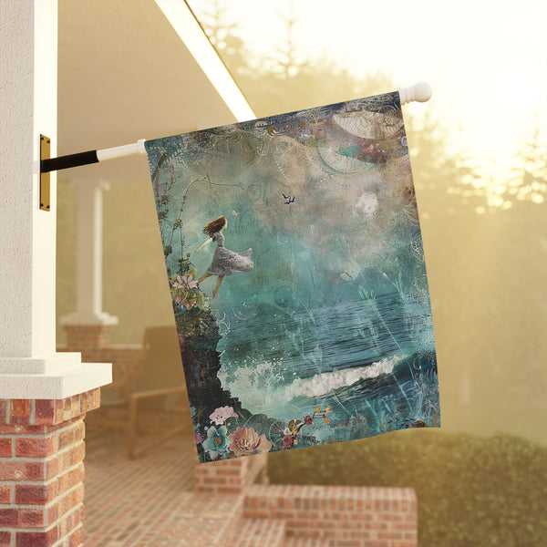Garden Flag 12x18 Double Sided Celestial Whimsical Ocean Dream Woman Design