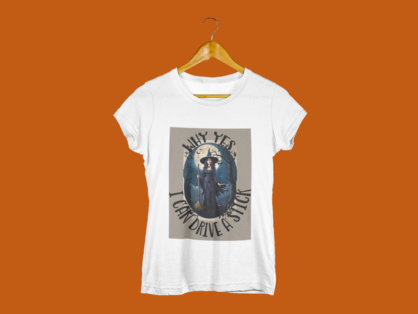 Why Yes, I Can Drive a Stick Witch Halloween Unisex Ultra Cotton Tee
