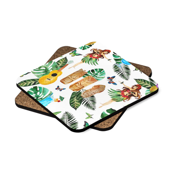 Tiki Bar Square Hardboard Coaster Set - 4pcs